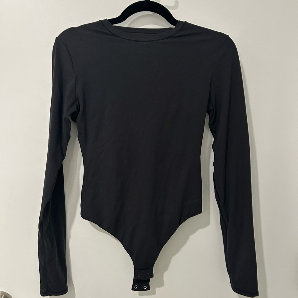 Black Long Sleeve Crew Neck Bodysuit - Picture 2 of 3